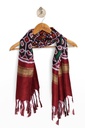 Maroon and Green Handwoven Double Ikat Silk Stole