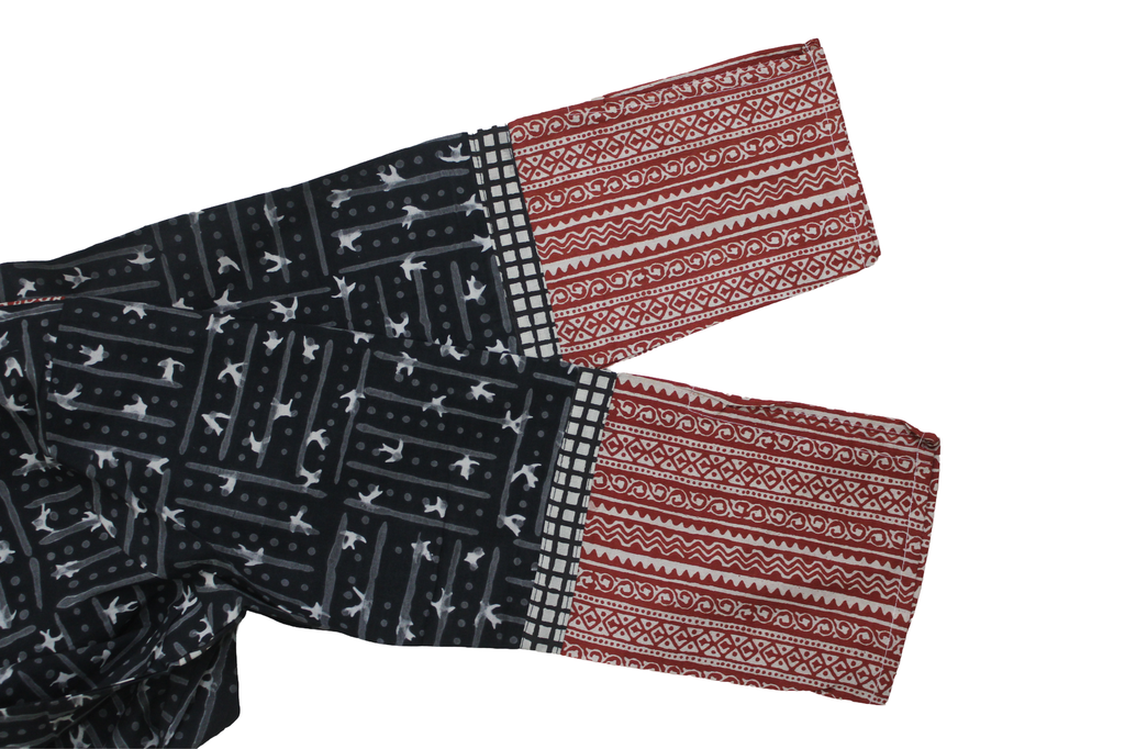 Black Hand Block Printed Cotton Kurta [Size- L]
