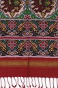 Red and Green Handwoven Double Ikat Silk Stole