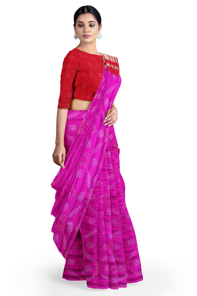 Hand Dyed Gaji Silk Bandhani Saree