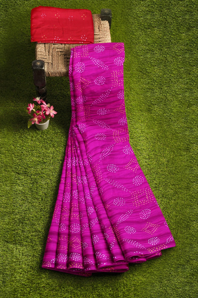 Hand Dyed Gaji Silk Bandhani Saree