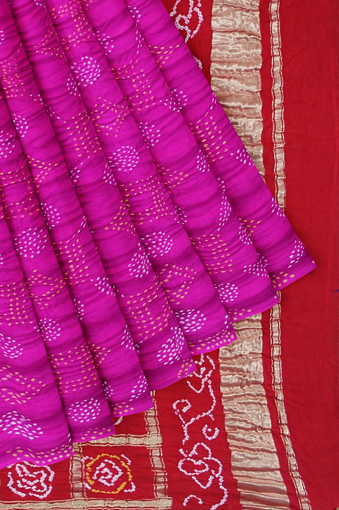 Hand Dyed Gaji Silk Bandhani Saree