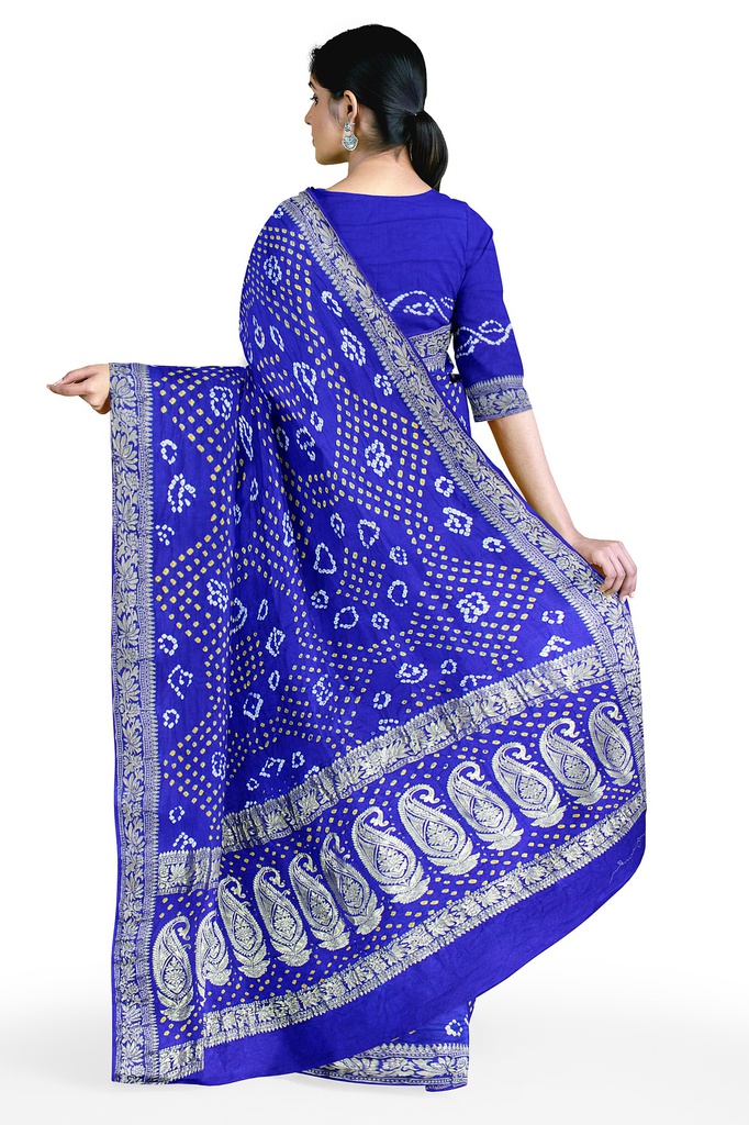 Hand Dyed Gaji Silk Bandhani Saree