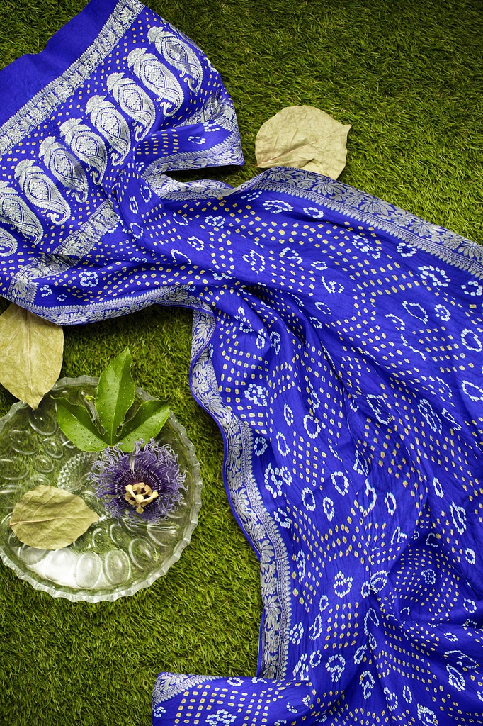 Hand Dyed Gaji Silk Bandhani Saree