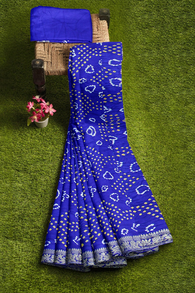 Hand Dyed Gaji Silk Bandhani Saree