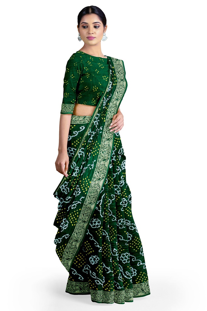 Hand Dyed Gaji Silk Bandhani Saree