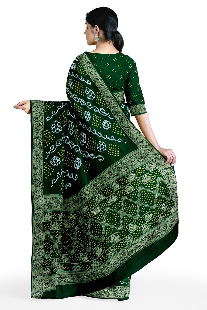 Hand Dyed Gaji Silk Bandhani Saree