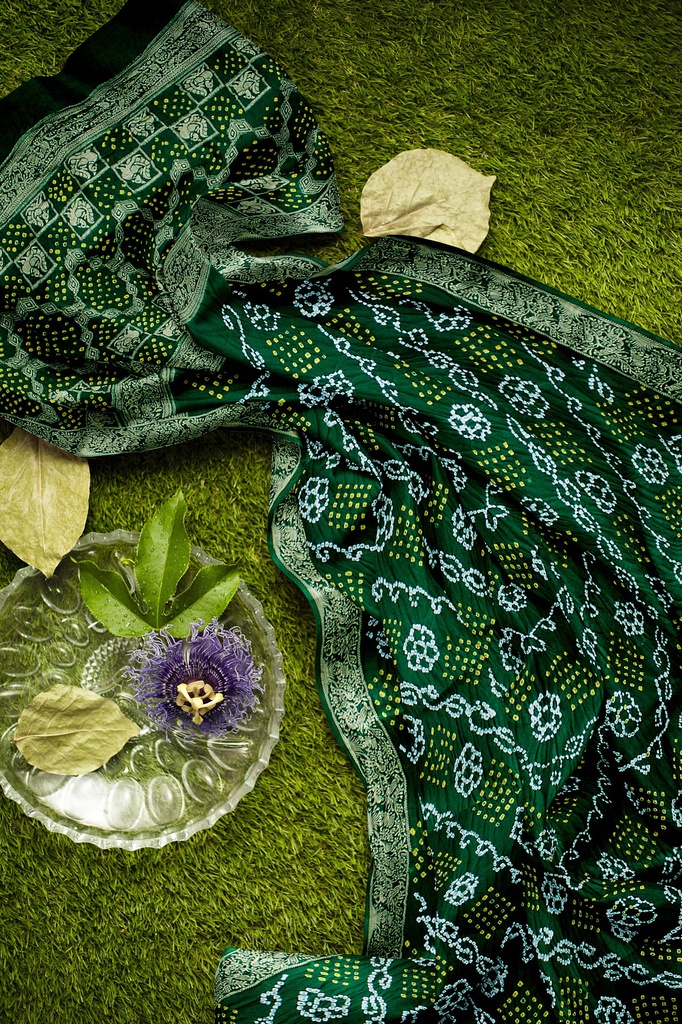 Hand Dyed Gaji Silk Bandhani Saree