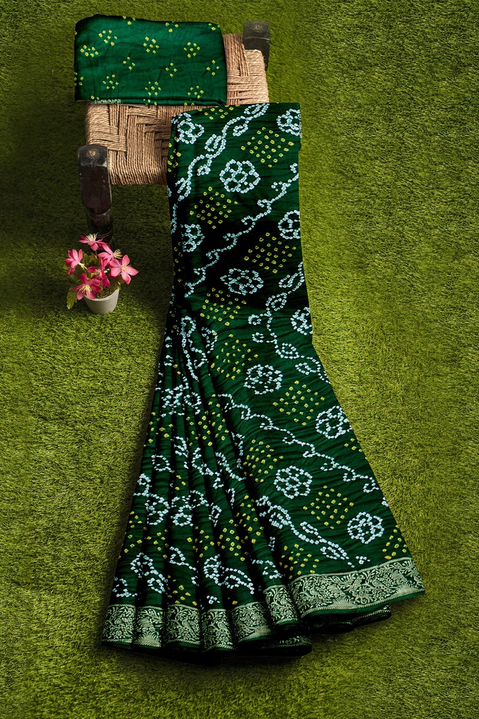 Hand Dyed Gaji Silk Bandhani Saree