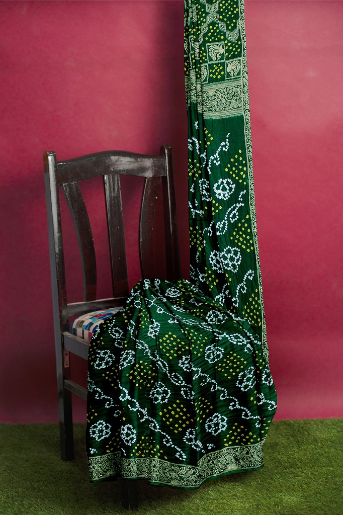 Hand Dyed Gaji Silk Bandhani Saree