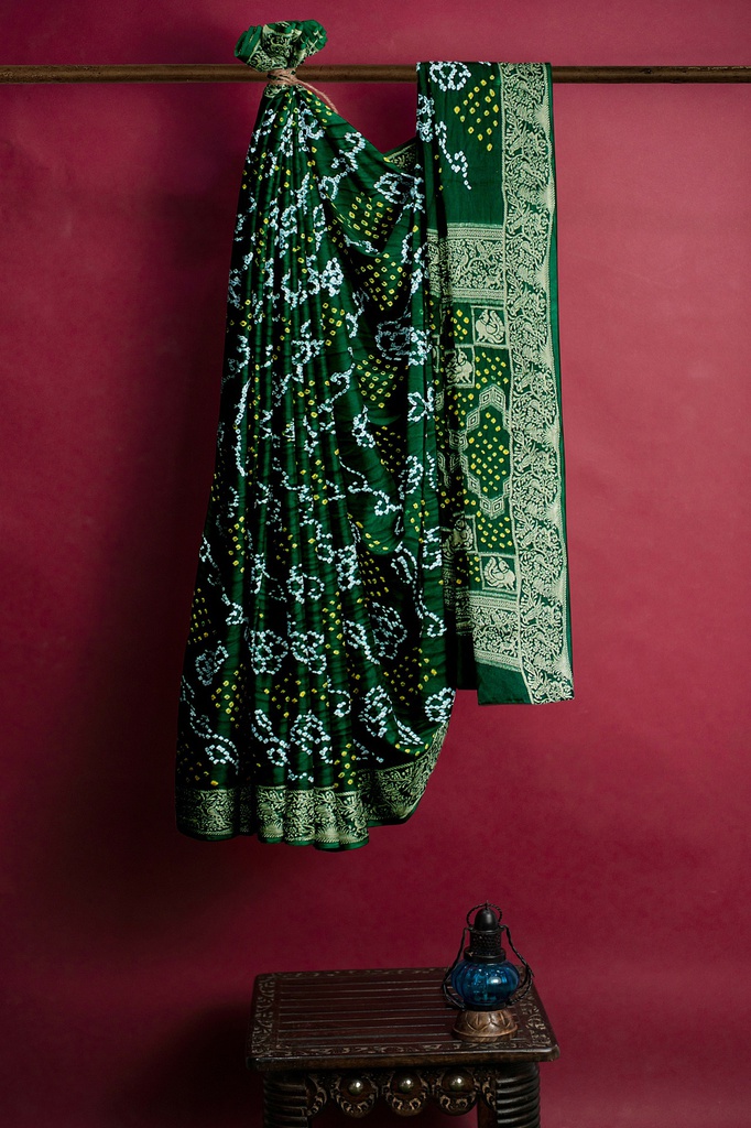 Hand Dyed Gaji Silk Bandhani Saree