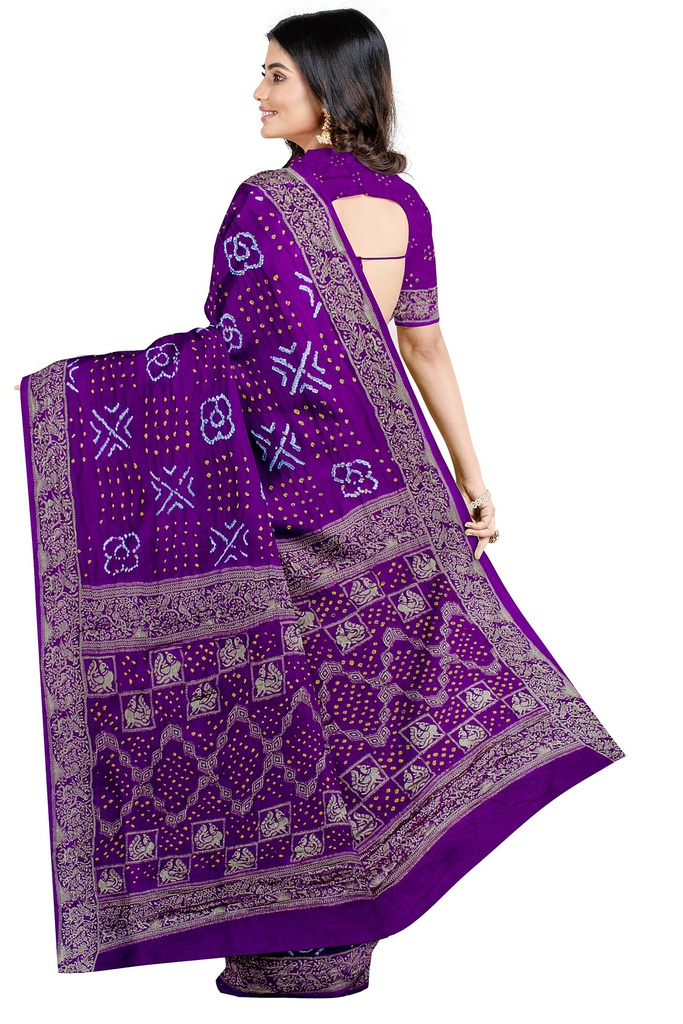 Hand Dyed Gaji Silk Bandhani Saree