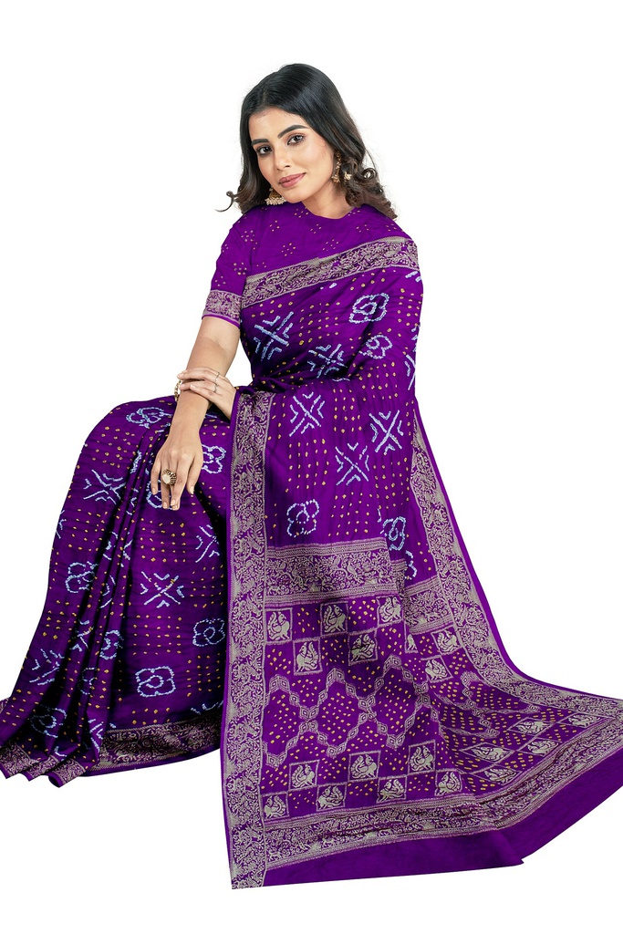Hand Dyed Gaji Silk Bandhani Saree