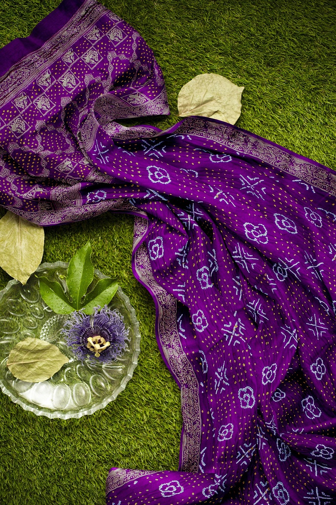 Hand Dyed Gaji Silk Bandhani Saree