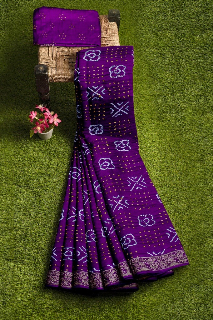 Hand Dyed Gaji Silk Bandhani Saree