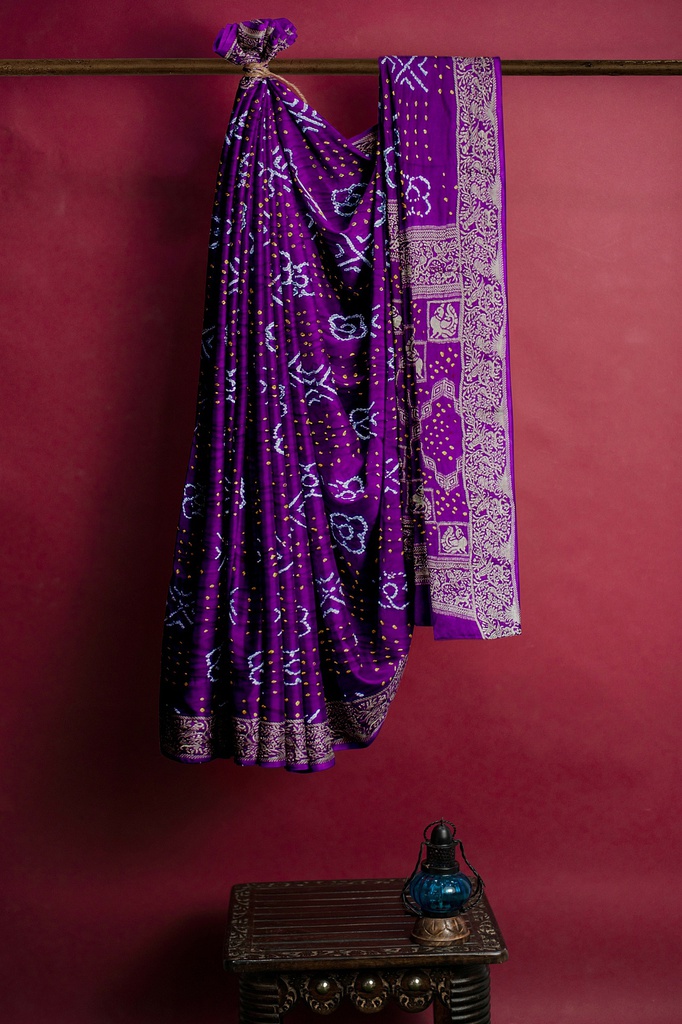 Hand Dyed Gaji Silk Bandhani Saree