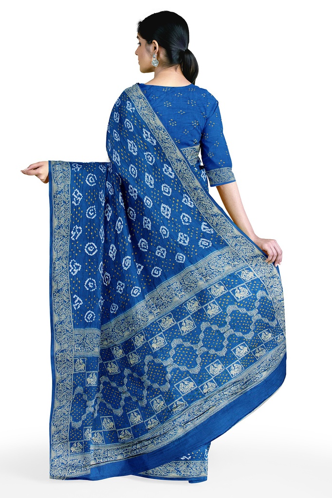 Hand Dyed Gaji Silk Bandhani Saree