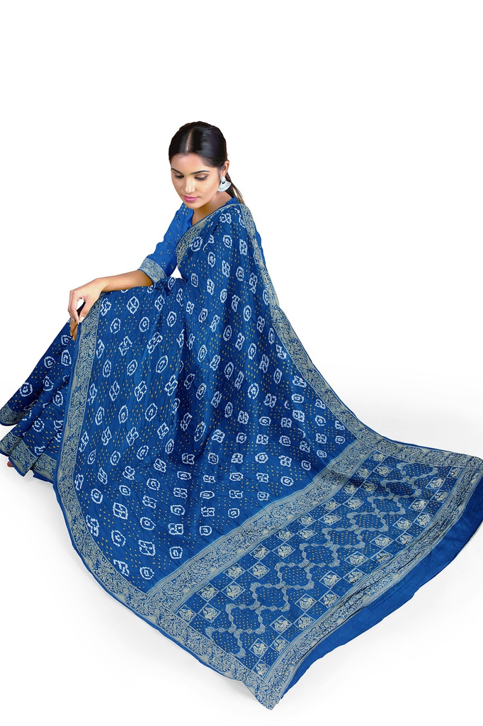Hand Dyed Gaji Silk Bandhani Saree