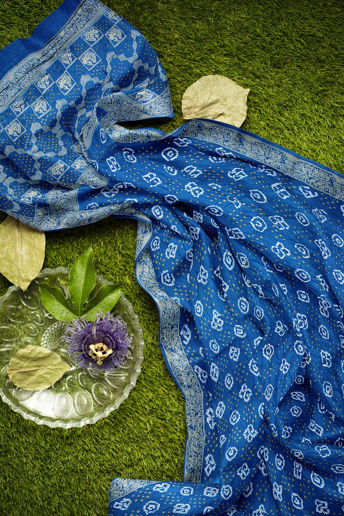 Hand Dyed Gaji Silk Bandhani Saree