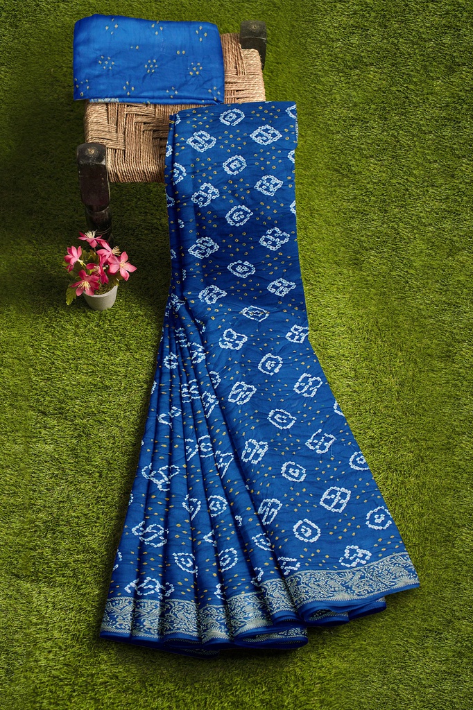 Hand Dyed Gaji Silk Bandhani Saree