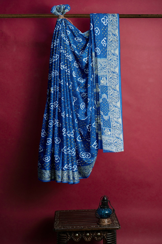 Hand Dyed Gaji Silk Bandhani Saree