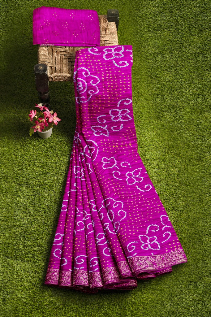 Hand Dyed Gaji Silk Bandhani Saree
