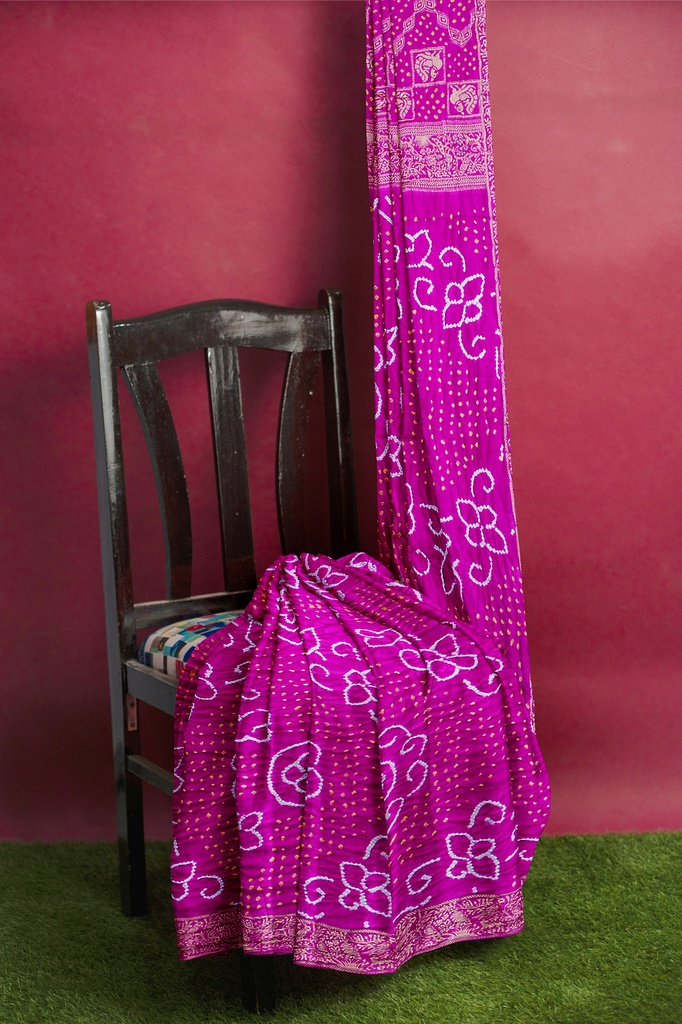 Hand Dyed Gaji Silk Bandhani Saree