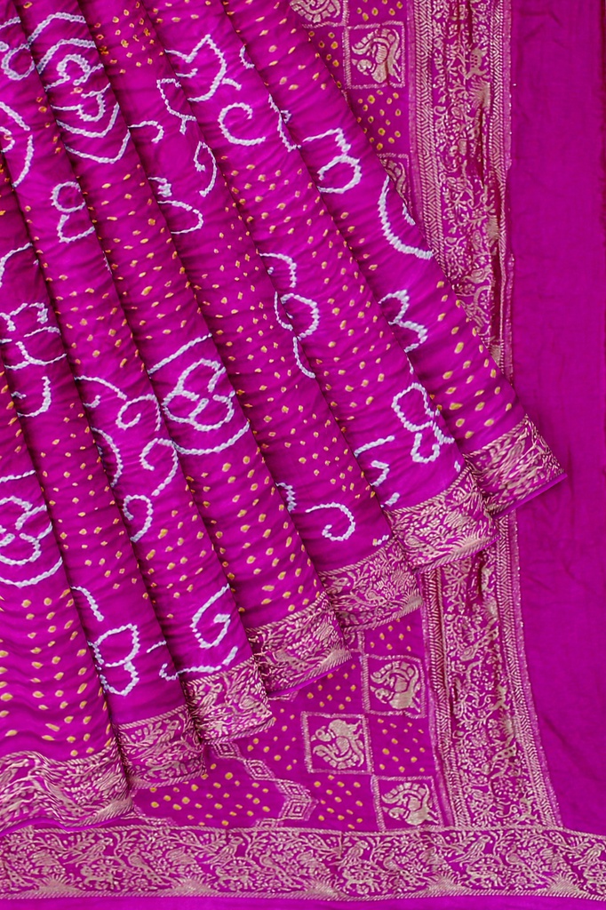Hand Dyed Gaji Silk Bandhani Saree