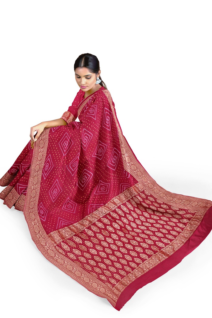 Hand Dyed Bandhani Saree