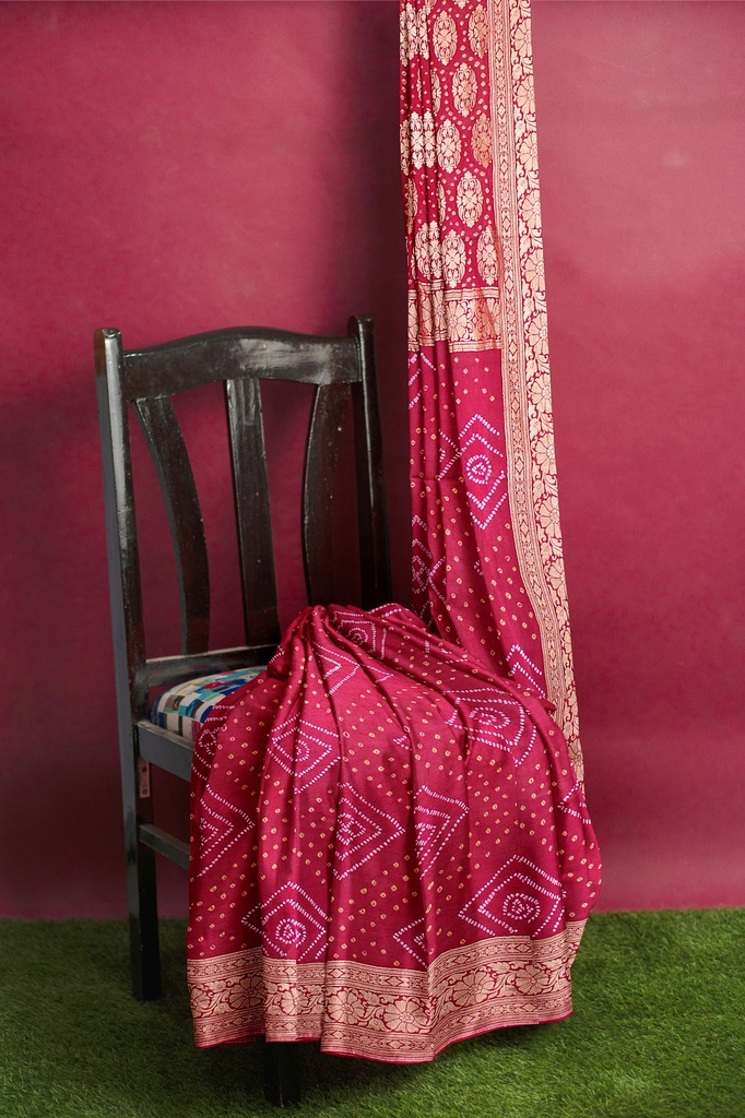 Hand Dyed  Bandhani Saree