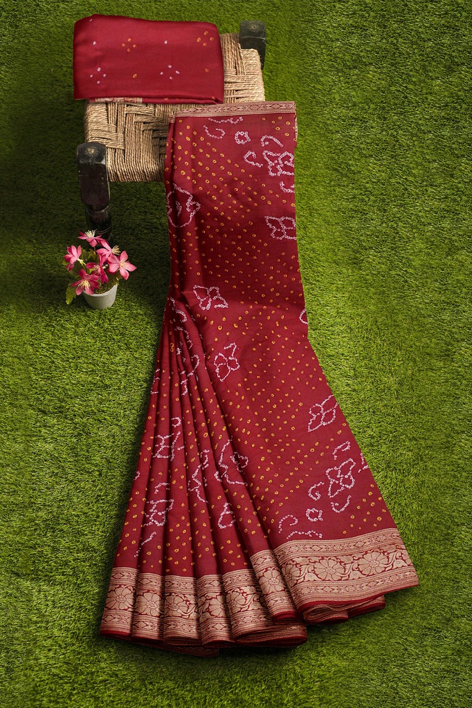 Hand Dyed Bandhani Saree