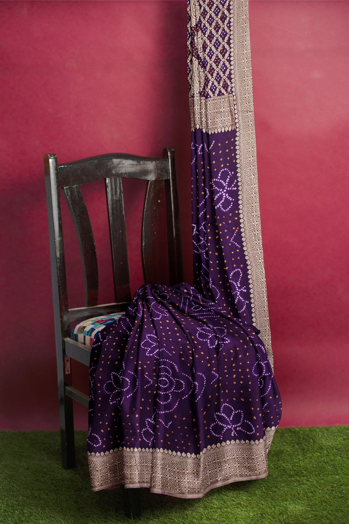 Hand Dyed  Bandhani Saree