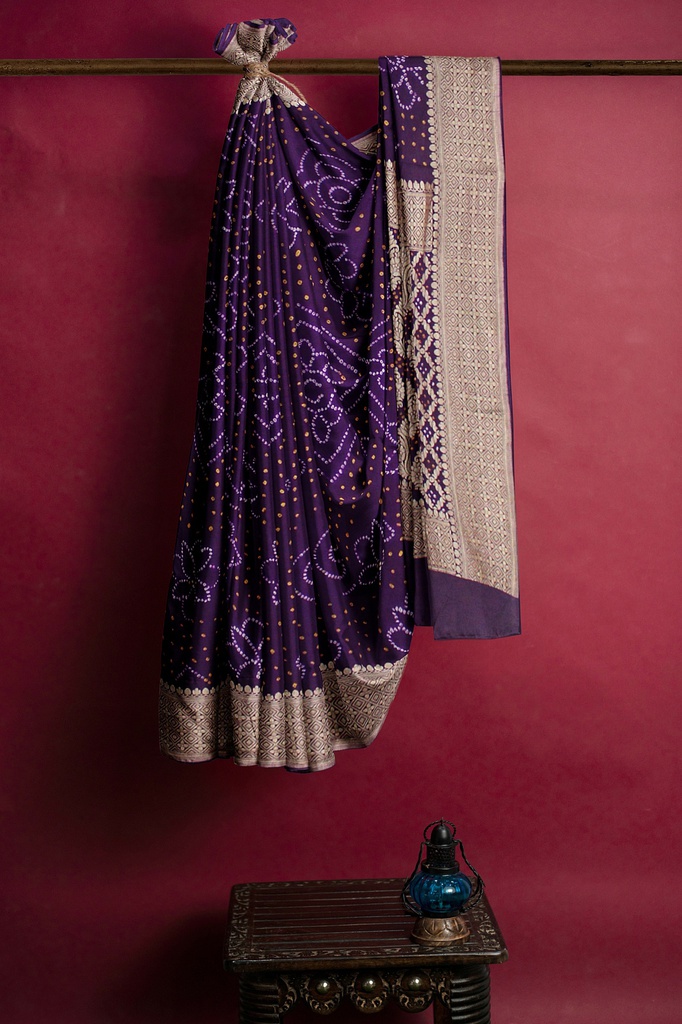 Hand Dyed Gaji Silk Bandhani Saree