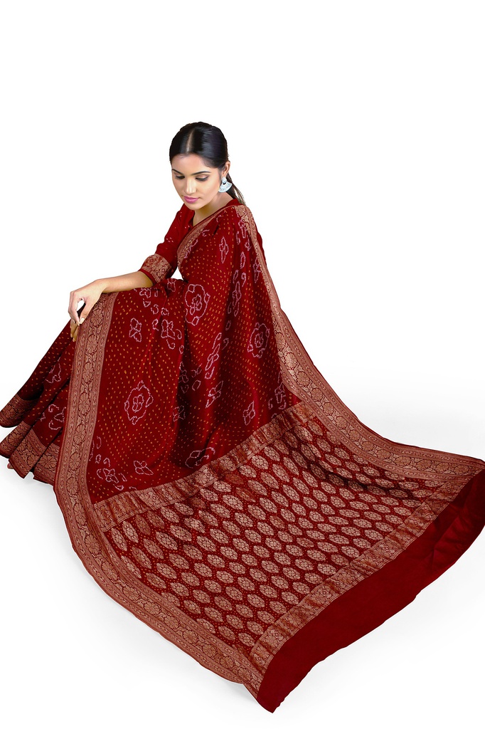 Hand Dyed Bandhani Saree