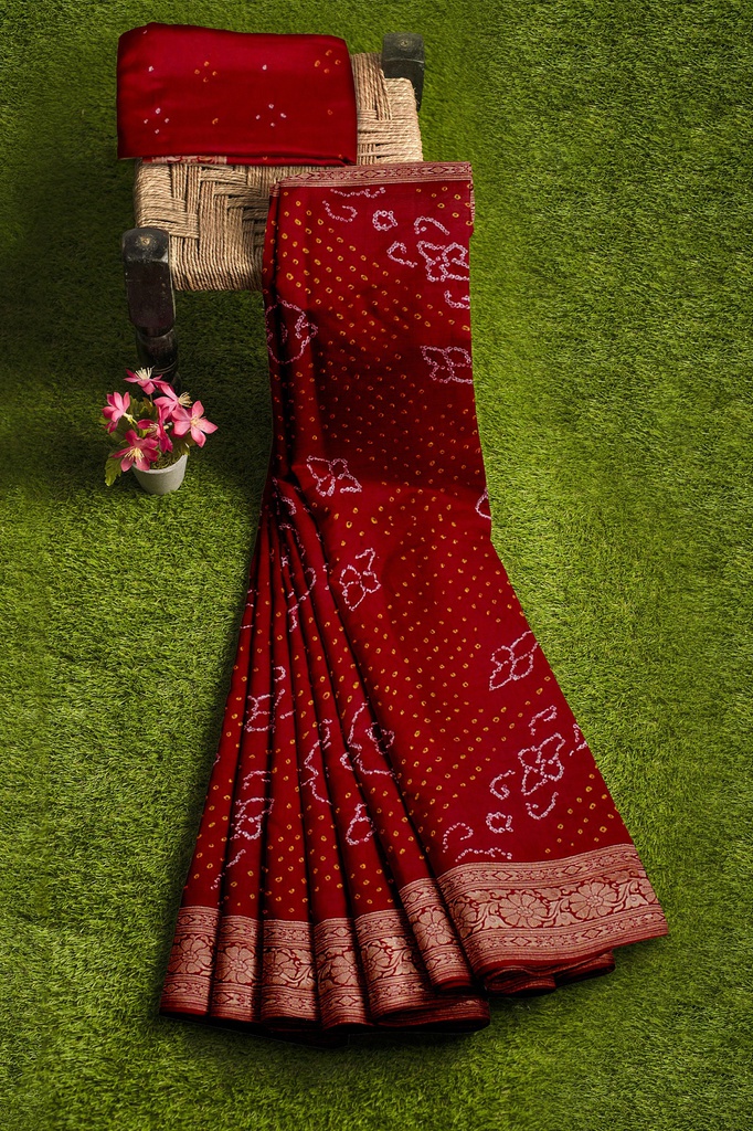 Hand Dyed Bandhani Saree