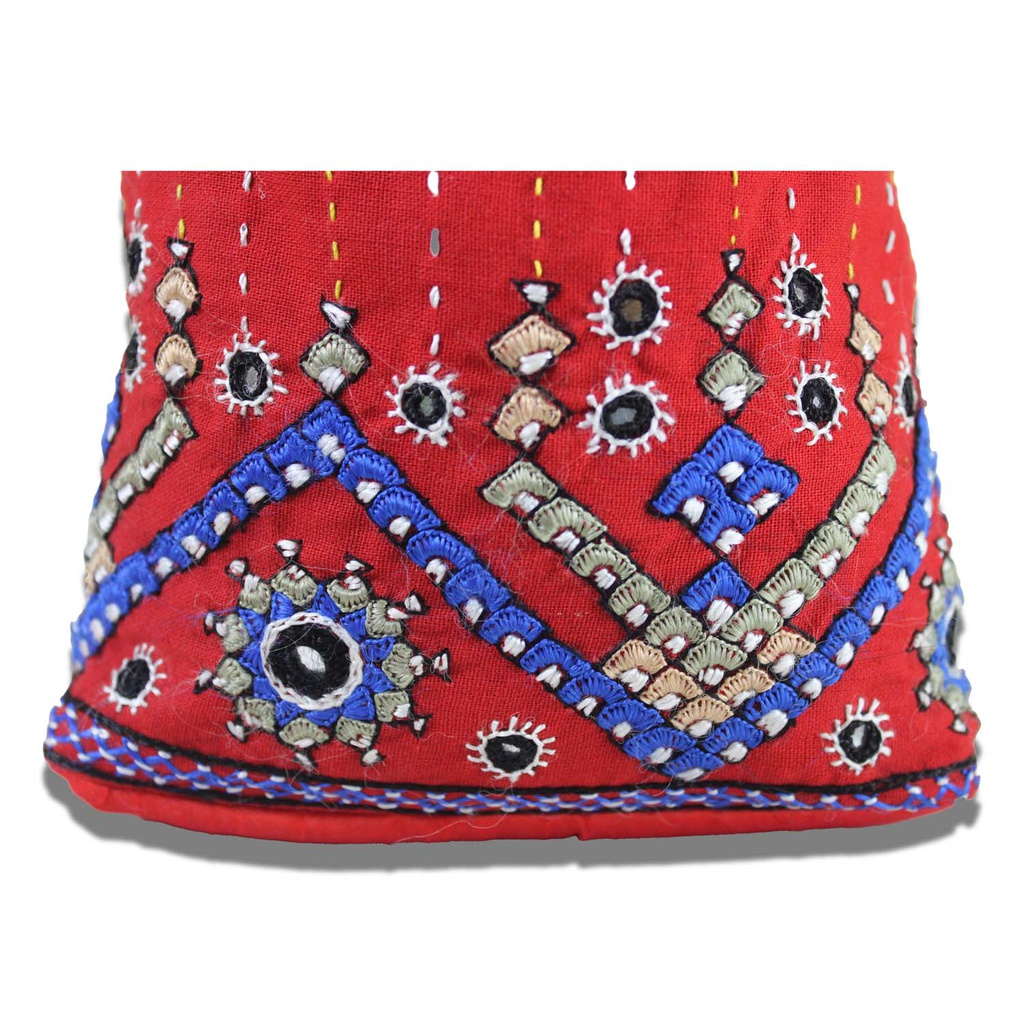 Hand Embroidered Cotton Potli Bag with Mirror work