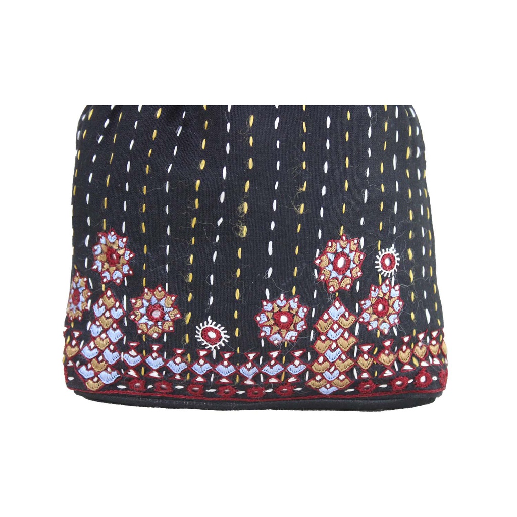 Hand Embroidered Cotton Potli Bag with Mirror work