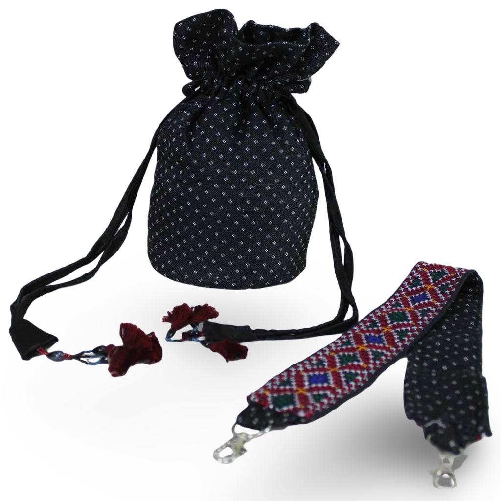 Hand Embroidered Cotton Potli Bag with Mirror work