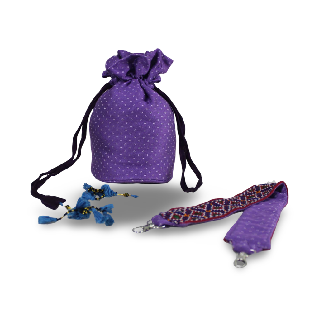 Hand Embroidered Cotton Potli Bag with Mirror work