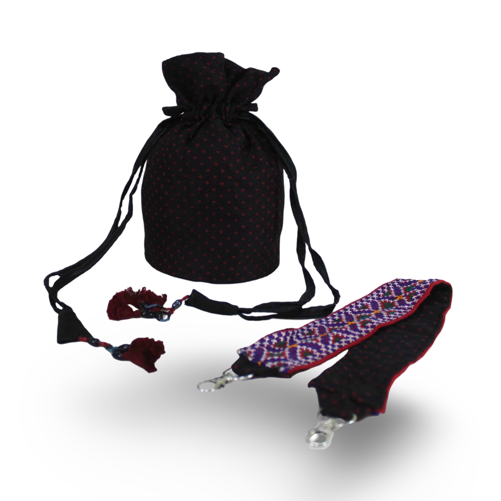 Hand Embroidered Cotton Potli Bag with Mirror work