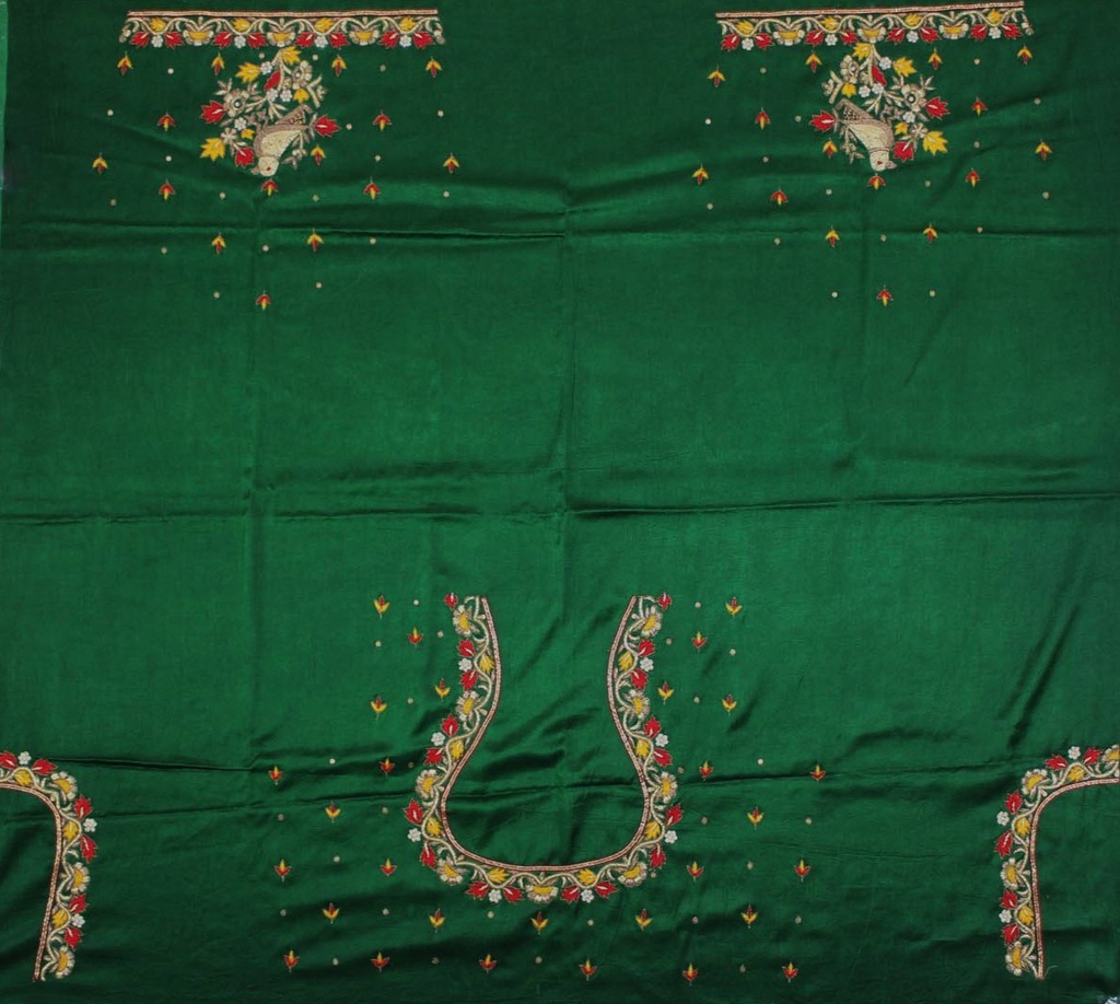Hand Embroidered Mashru Unstitched Blouse Piece