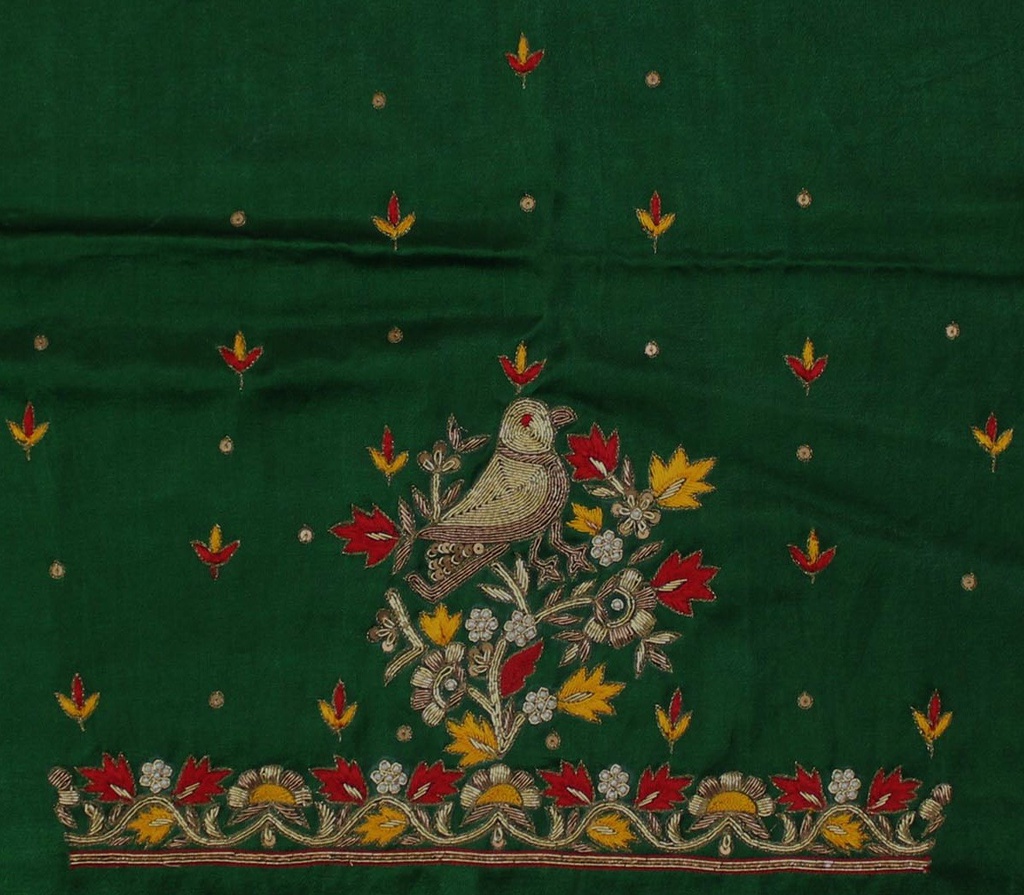 Hand Embroidered Mashru Unstitched Blouse Piece