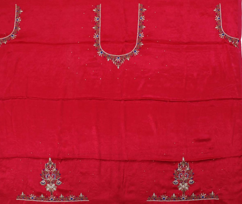 Hand Embroidered Mashru Unstitched Blouse Piece