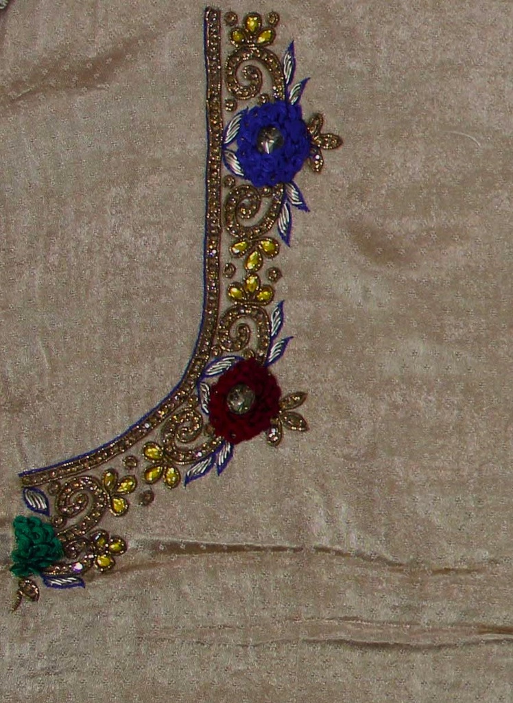 Hand Embroidered Unstitched Blouse Material