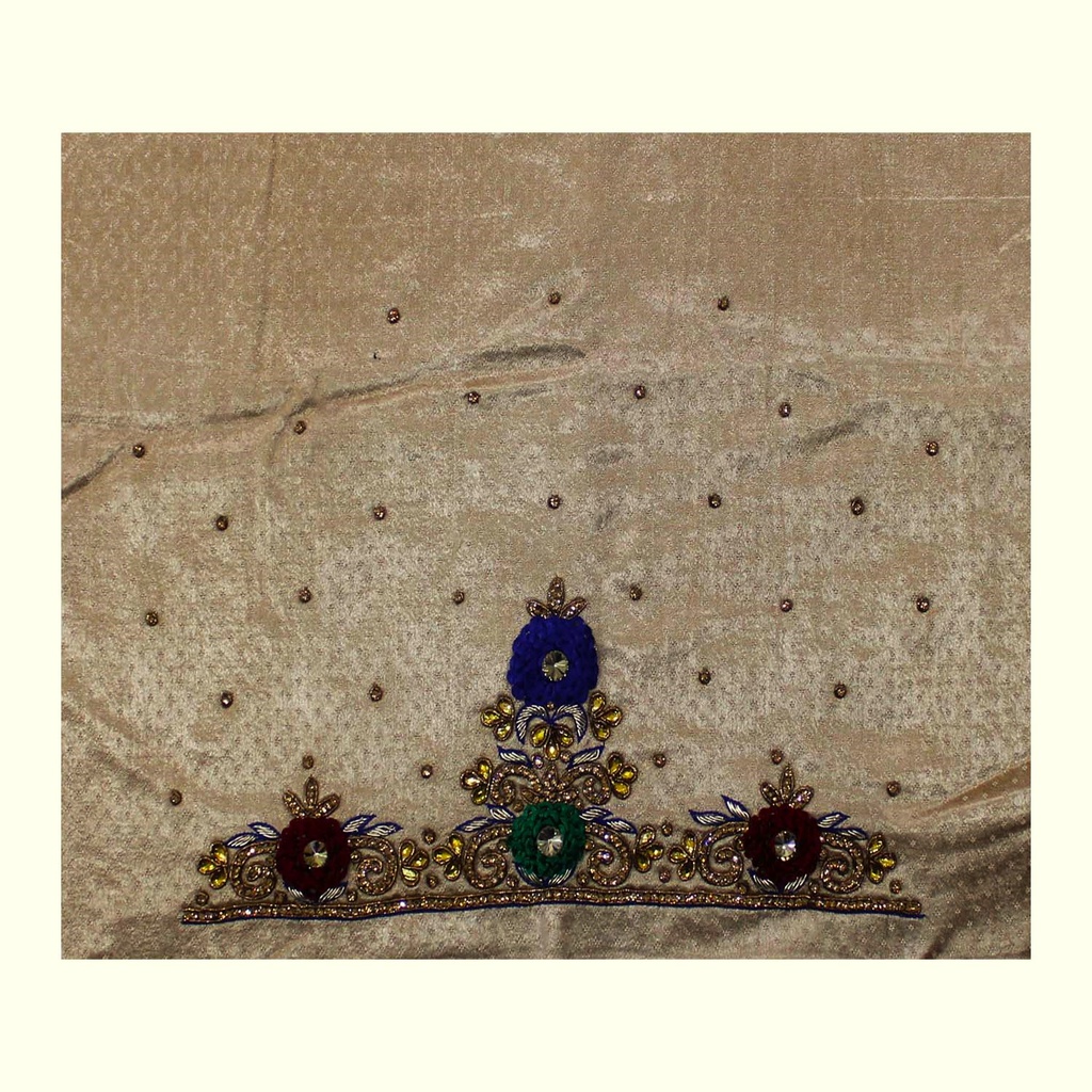 Hand Embroidered Mashru Unstitched Blouse Piece