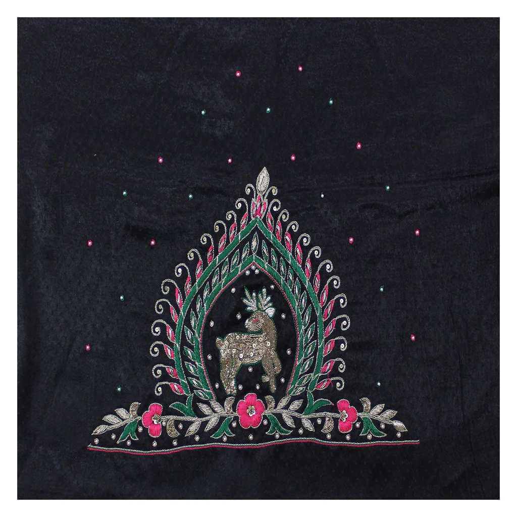 Hand Embroidered Mashru Unstitched Blouse Piece