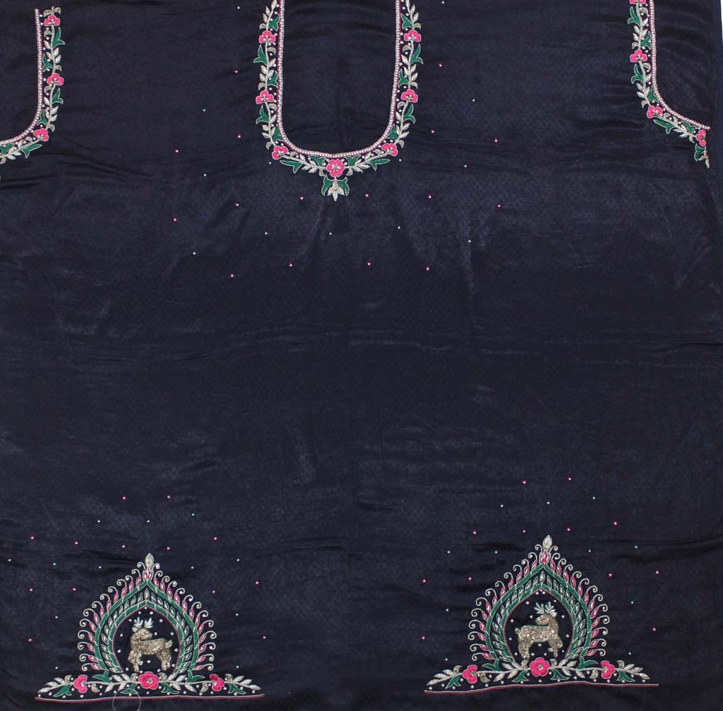 Hand Embroidered Mashru Unstitched Blouse Piece