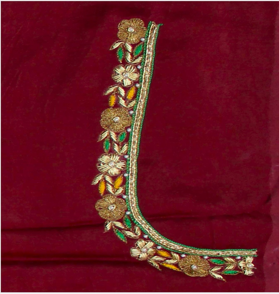 Hand Embroidered Unstitched Blouse Material