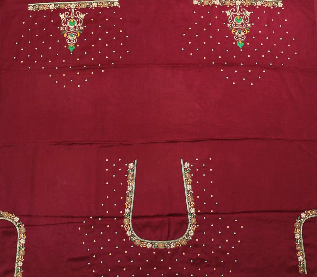 Hand Embroidered Mashru Unstitched Blouse Piece