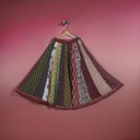 Cotton Ajrakh Hand Block Printed Patchwork Flared Long Skirt